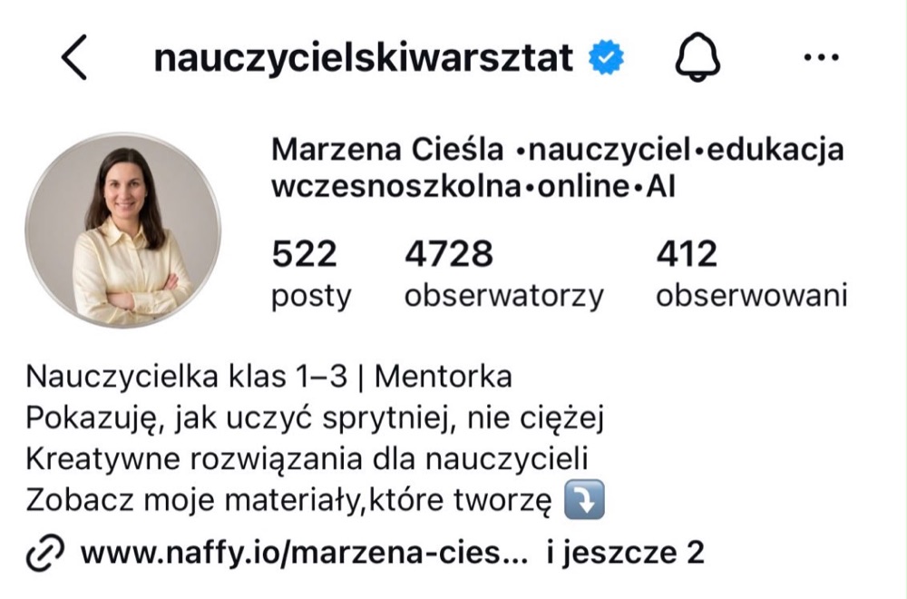 Konto uczestniczki na Instagramie
