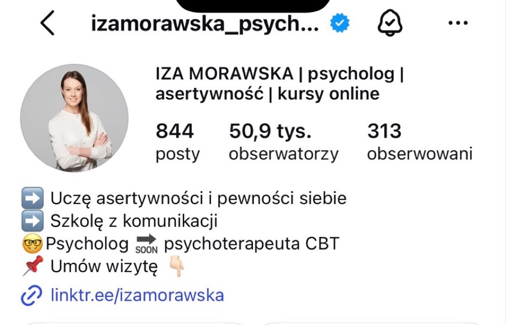 Konto uczestniczki na Instagramie