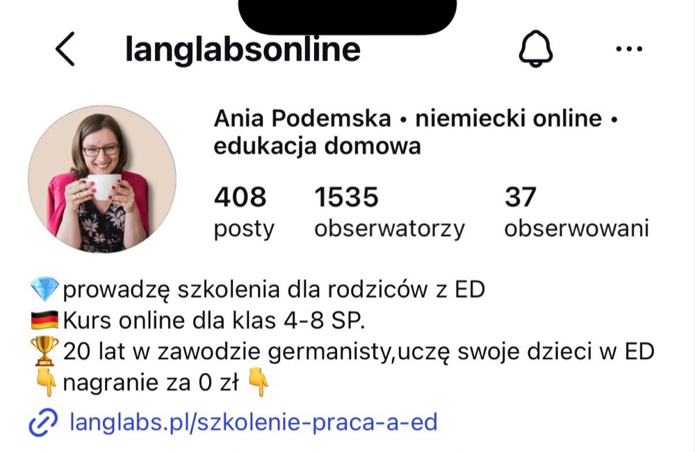 Konto uczestniczki na Instagramie